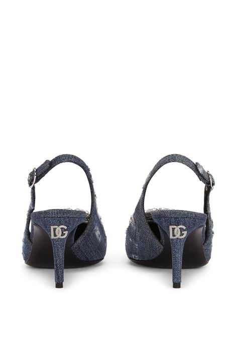 Décolleté a punta in denim blu e pelle invecchiata DOLCE & GABBANA | CG0643-AY8418H618